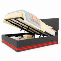 POLSTERBETT 180/200 mit Bettkasten, LED und USB-C in Grau - Grau, Holzwerkstoff/Textil (180/200cm) - EVRYAE