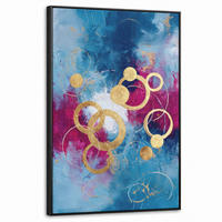 LEINWAND Bilder mit Rahmen - Kreise - Gold - Abstrakt - 60x90 - Blau, Textil (60/90cm) - MuchoWow