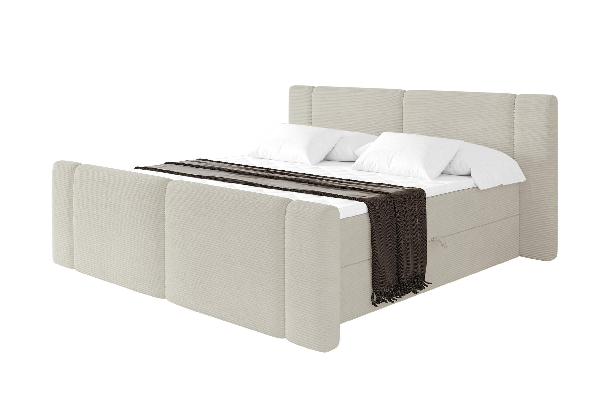 BOXBETT mit Matratze H4 - EVON Zanozek - 140x200 cm Creme - Creme, Holzwerkstoff (140/200cm) - ALTDECOR