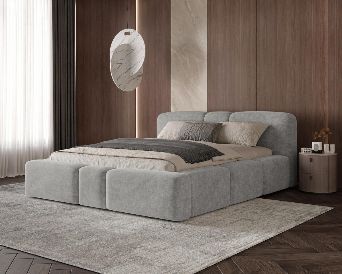 POLSTERBETT Monte160x200 cm- Bettkasten und Stauraum - Doppelbett mit Stabilem Metallrahmen - Dunkelgrau - Dunkelgrau, Holzwerkstoff (160/200cm) - Chilly