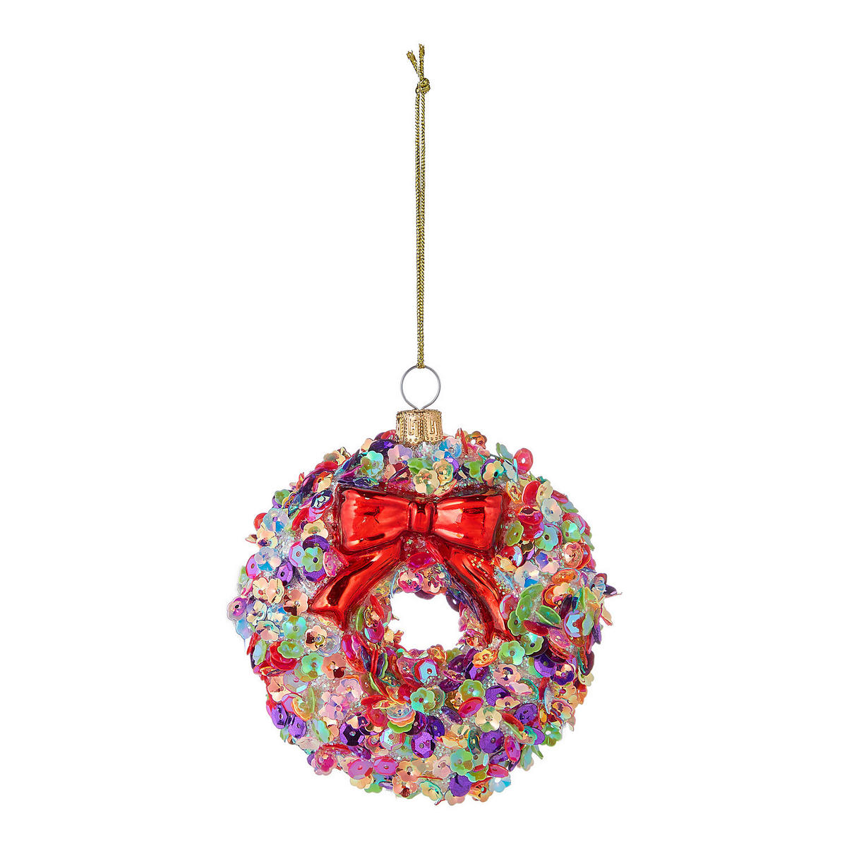 WEIHNACHTSBAUMKUGEL Hang On Pailleten-Kranz - Rot, Glas (4/9/9cm) - Butlers