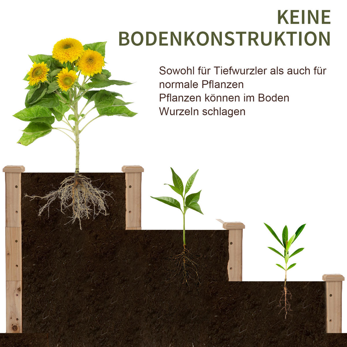HOCHBEET, Naturfarben - Naturfarben, Holz (124/56/124cm) - Outsunny