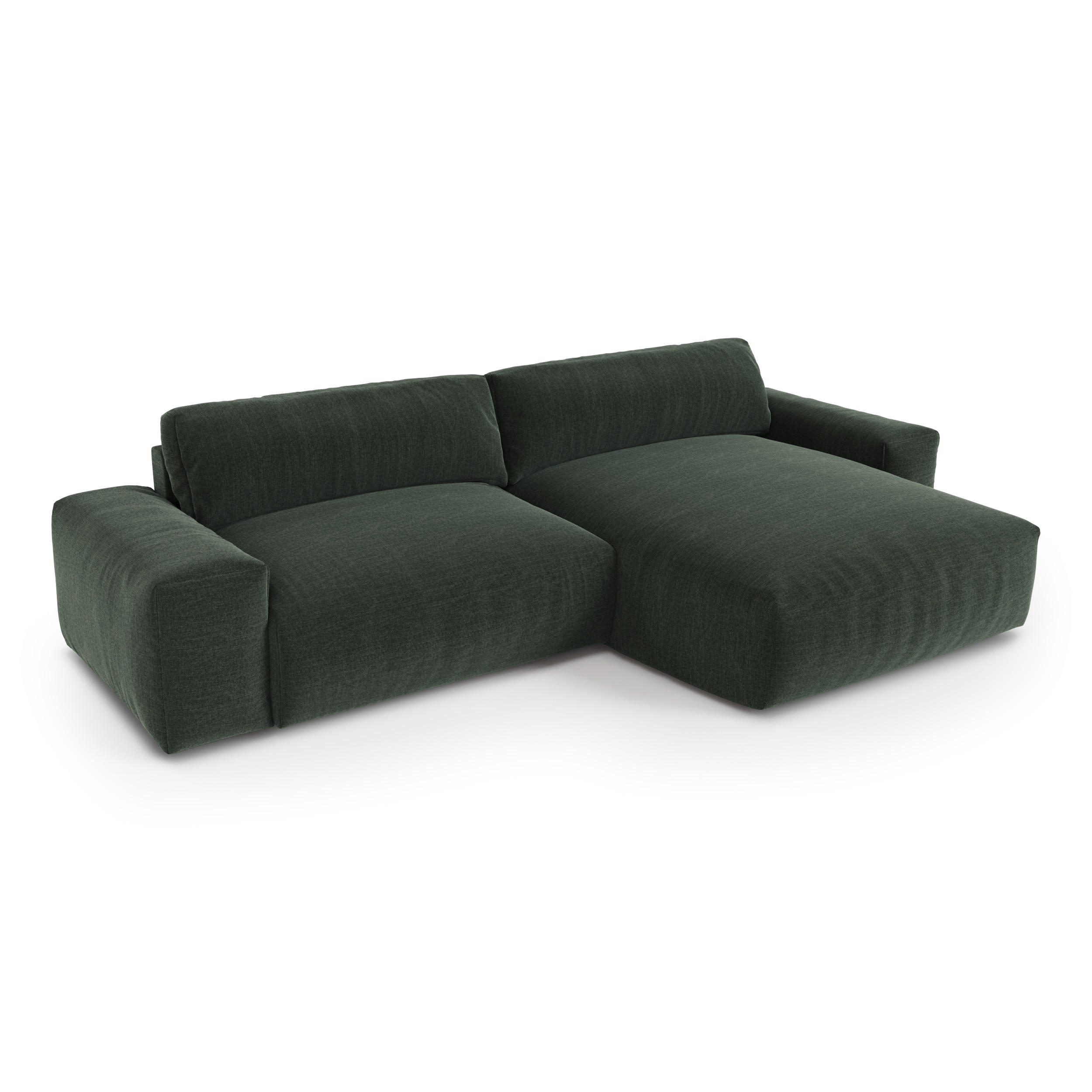 ECKSOFA RECHTS Rastergewebe mit weichem Griff Khakigrün 310cm - Olivgrün/Grün, Textil (310/174cm) - Sia Home