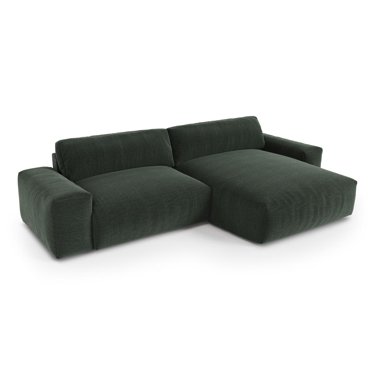 ECKSOFA RECHTS Rastergewebe mit weichem Griff Khakigrün 310cm - Olivgrün/Grün, Textil (310/174cm) - Sia Home