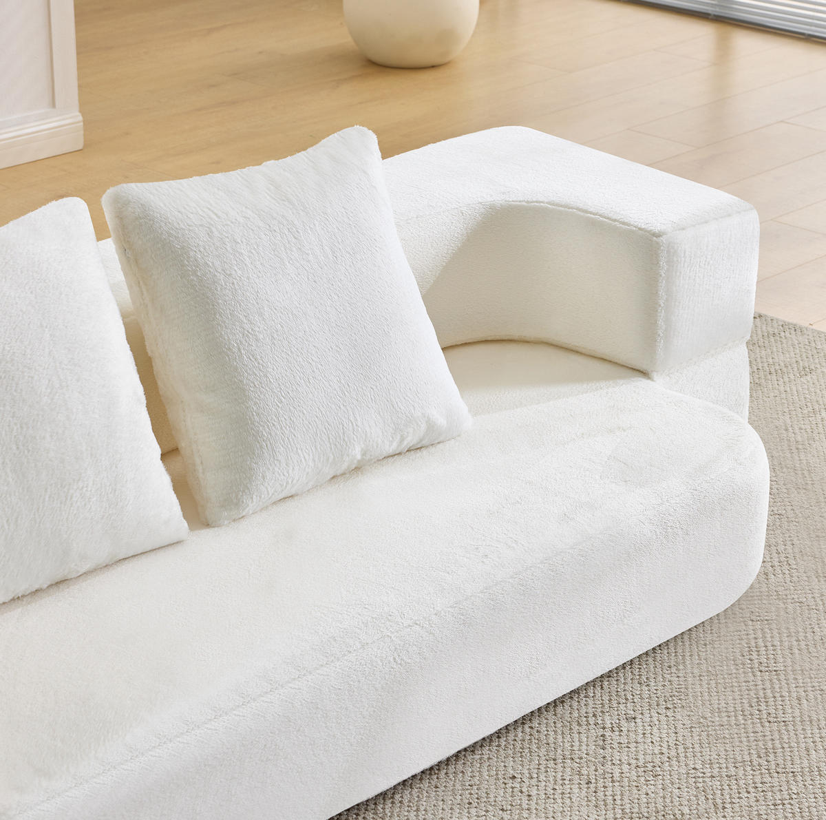 SCHLAFSOFA aus Schaumstoff Cremeweiß mit Schlaffunktion, Federkern und Kissen - Weiß, Kunststoff (190/48/52cm) - Modfu