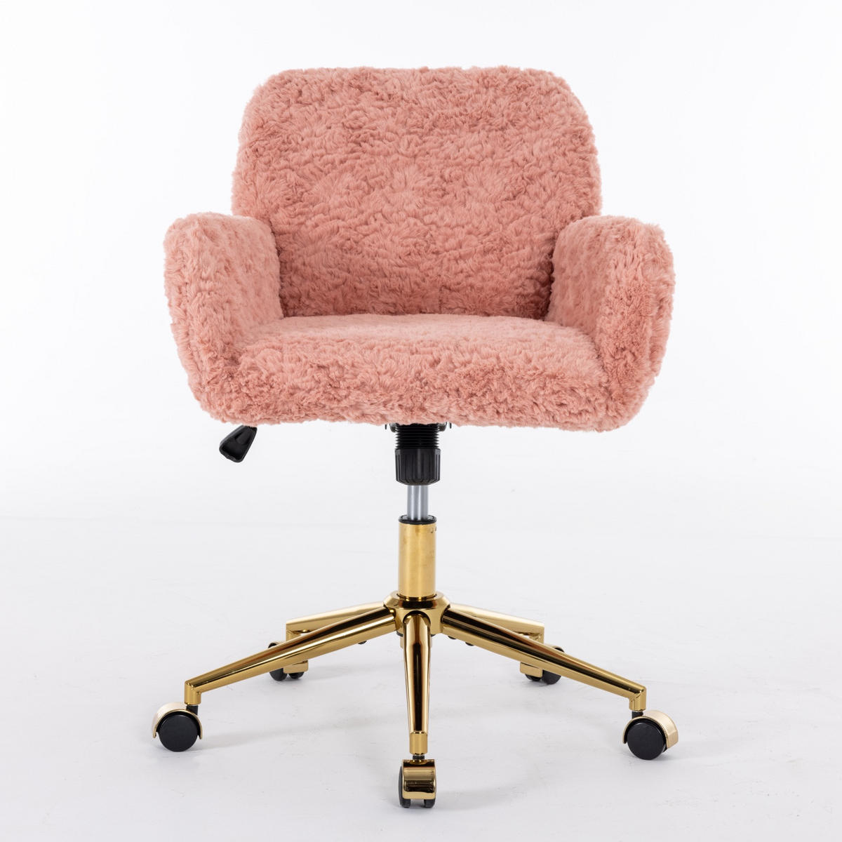 DREHSTUHL DE-40974 mit Kunsthasenfell-Bezug und Armlehnen Rosa - Pink, Metall (61/90/60cm) - ComfortXL