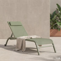 SONNENLIEGE - Polyrattan / Stahl - Salbeigrün, Textil/Metall (67/35/196cm) - home24