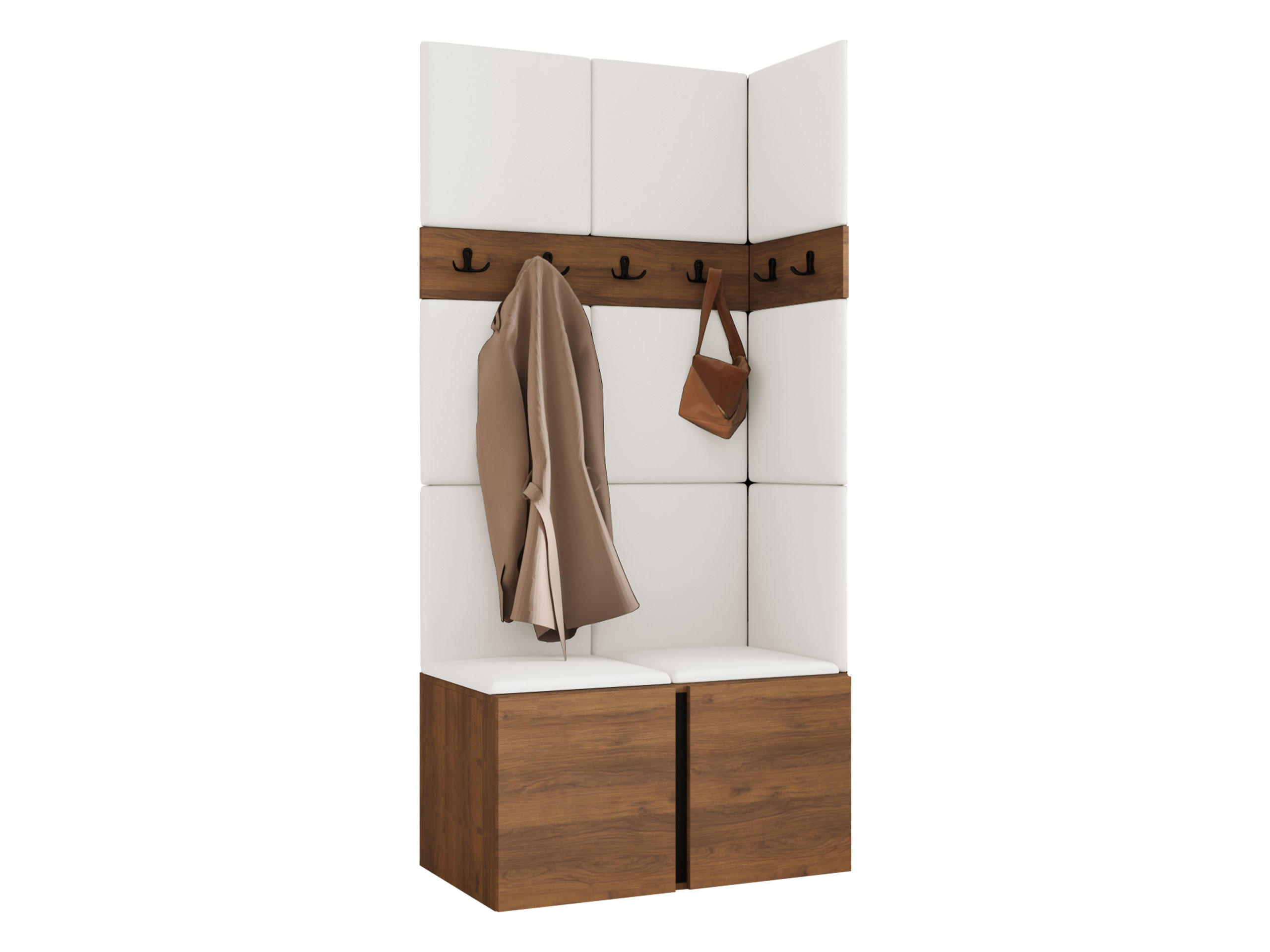 GARDEROBEN-SET Orion I - Nussbaumfarben/Weiß, Holzwerkstoff/Kunststoff (84/186/46cm) - MIRJAN24