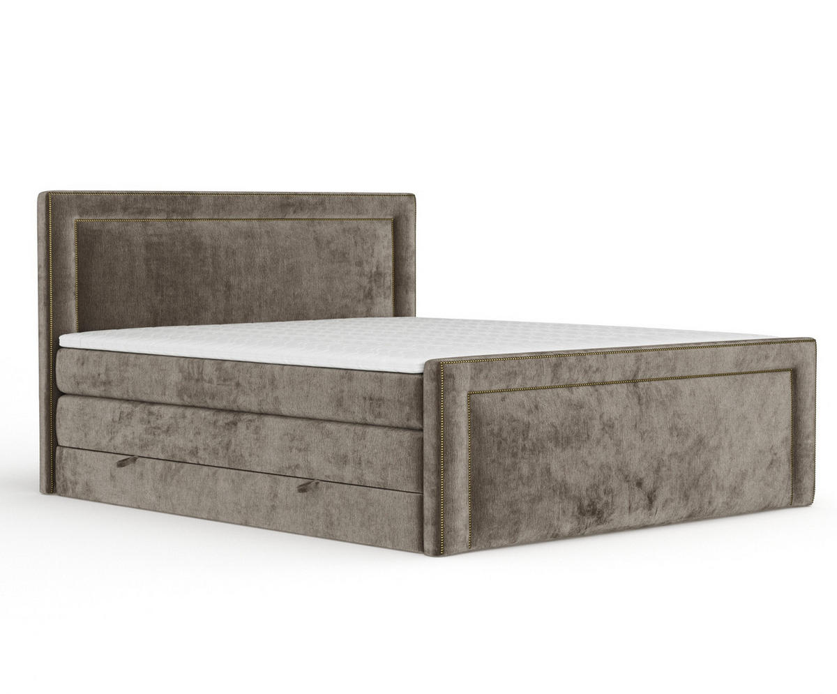 BOXSPRINGBETT Luxora Braun 200/200 cm - Schwarz/Braun, Holz/Holzwerkstoff (200/200cm) - Maison de Reve