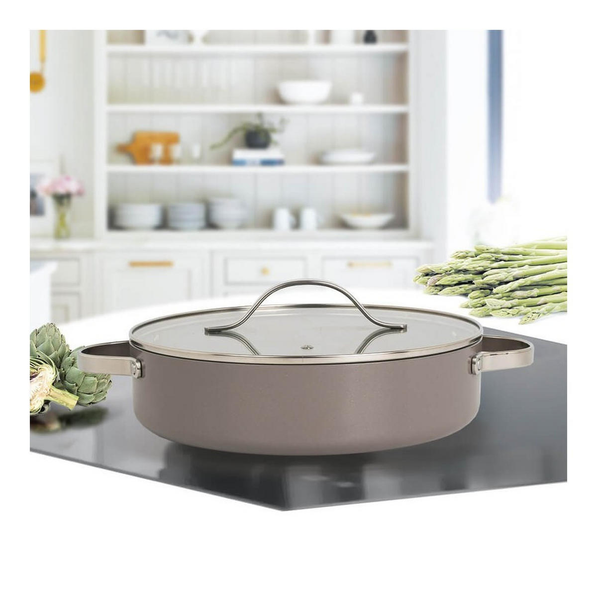 TOPF Grau 38/28/7.5 cm MR400928S - Grau, Metall (28cm) - Maestro 