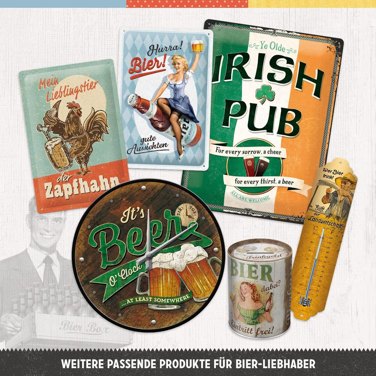 BLECHSCHILD 15/20 cm Lieblingstier Zapfhahn - Multicolor, Metall (15/20/0.5cm) - Nostalgic-Art