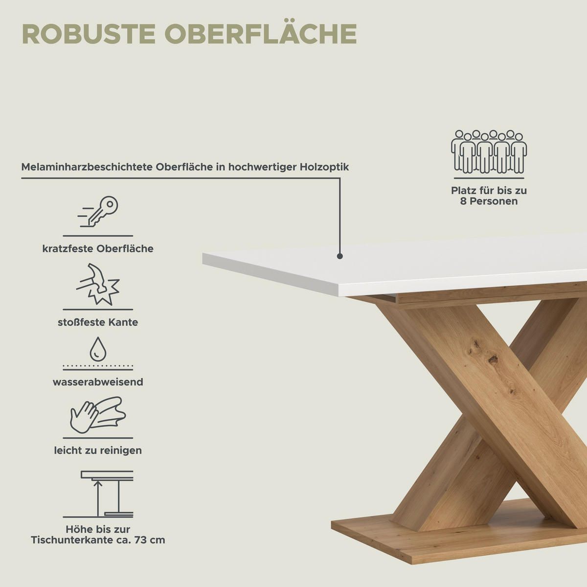 ESSTISCH MOTION (B/H/T: ca. 150/76/90 cm) in Artisan Oak Nachbildung/weiß - Eiche Artisan, Holzwerkstoff (90/150/76cm)