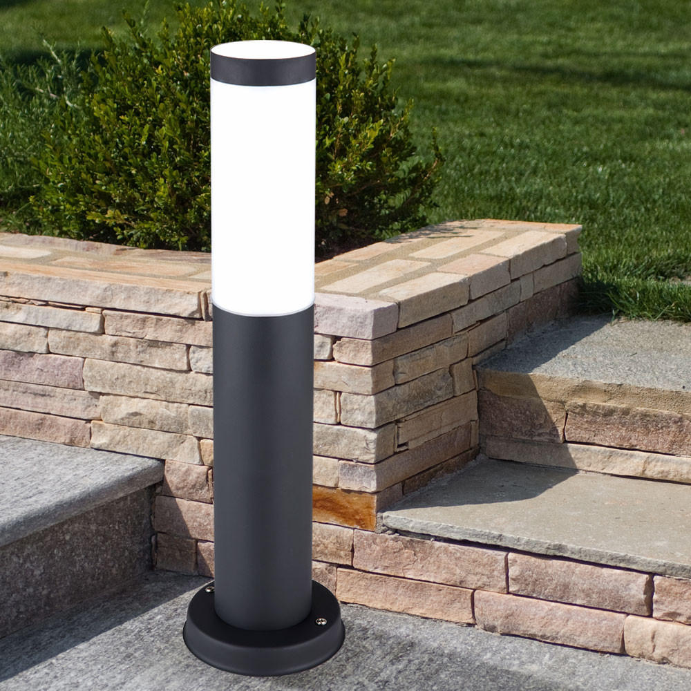 LED WEGELEUCHTE Edelstahl Silber mit Bewegungsmelder - Anthrazit, Metall (12.7/12.7/45cm) - Globo Lighting