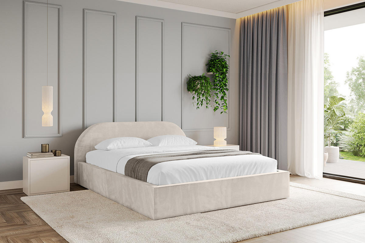 POLSTERBETT mit Bettkasten und Lattenrost, Bett mit Matratze H3/H4 - TIVON-V1 180x200 Beige - Beige, Holzwerkstoff/Textil (180/200cm) - ALTDECOR