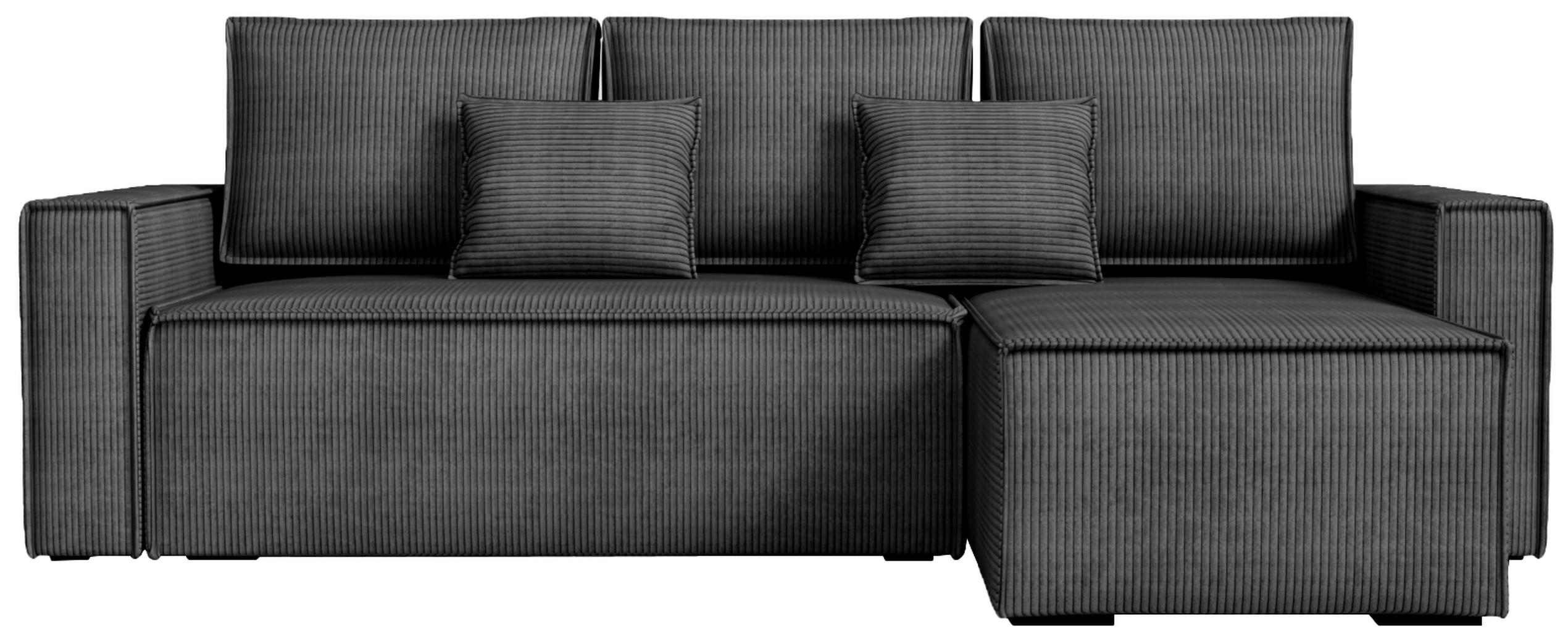 ECKSOFA Dexter mit Schlaffunktion Schwarz Cord - Schwarz, Textil (238/141cm) - Bromarkt
