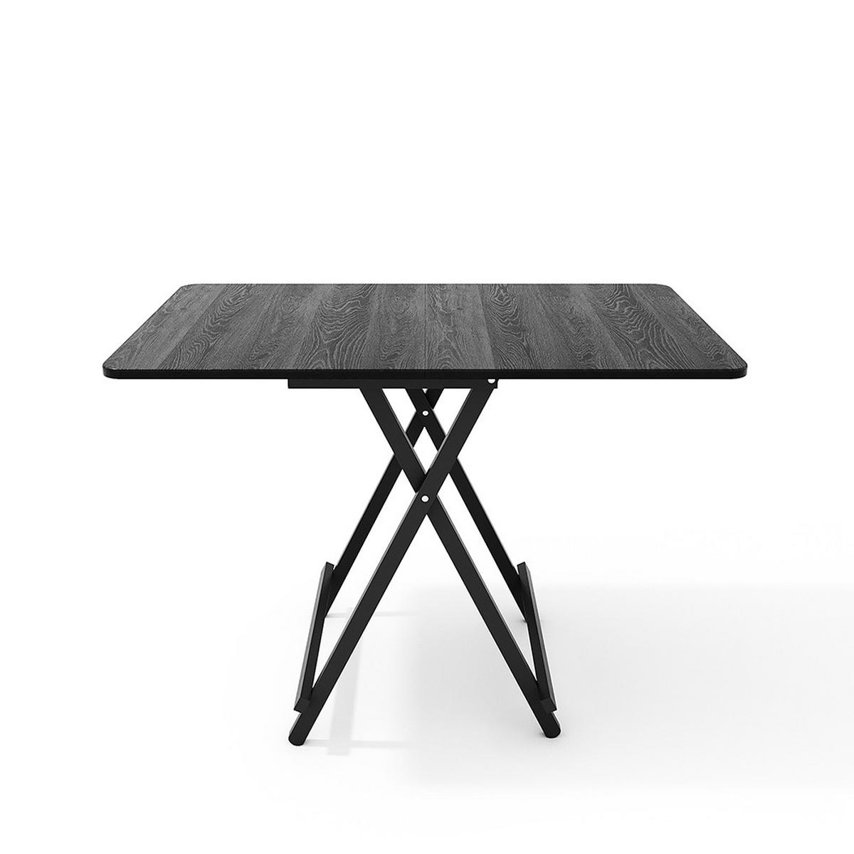 ESSTISCH Klappbar 100/60/74 cm Eisenbeine MDF Schwarz - Schwarz, Holzwerkstoff/Metall (60/74/100cm) - Livingandhome