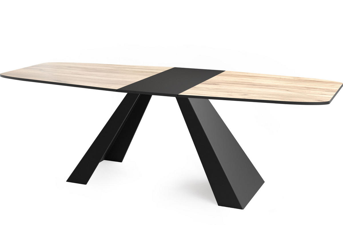 ESSTISCH Monte rechteckig ausziehbar, Craft Eiche 160-200/80/76 cm - Eiche Wotan/Schwarz, Holzwerkstoff/Metall (160/80/76cm) - WFL GROUP
