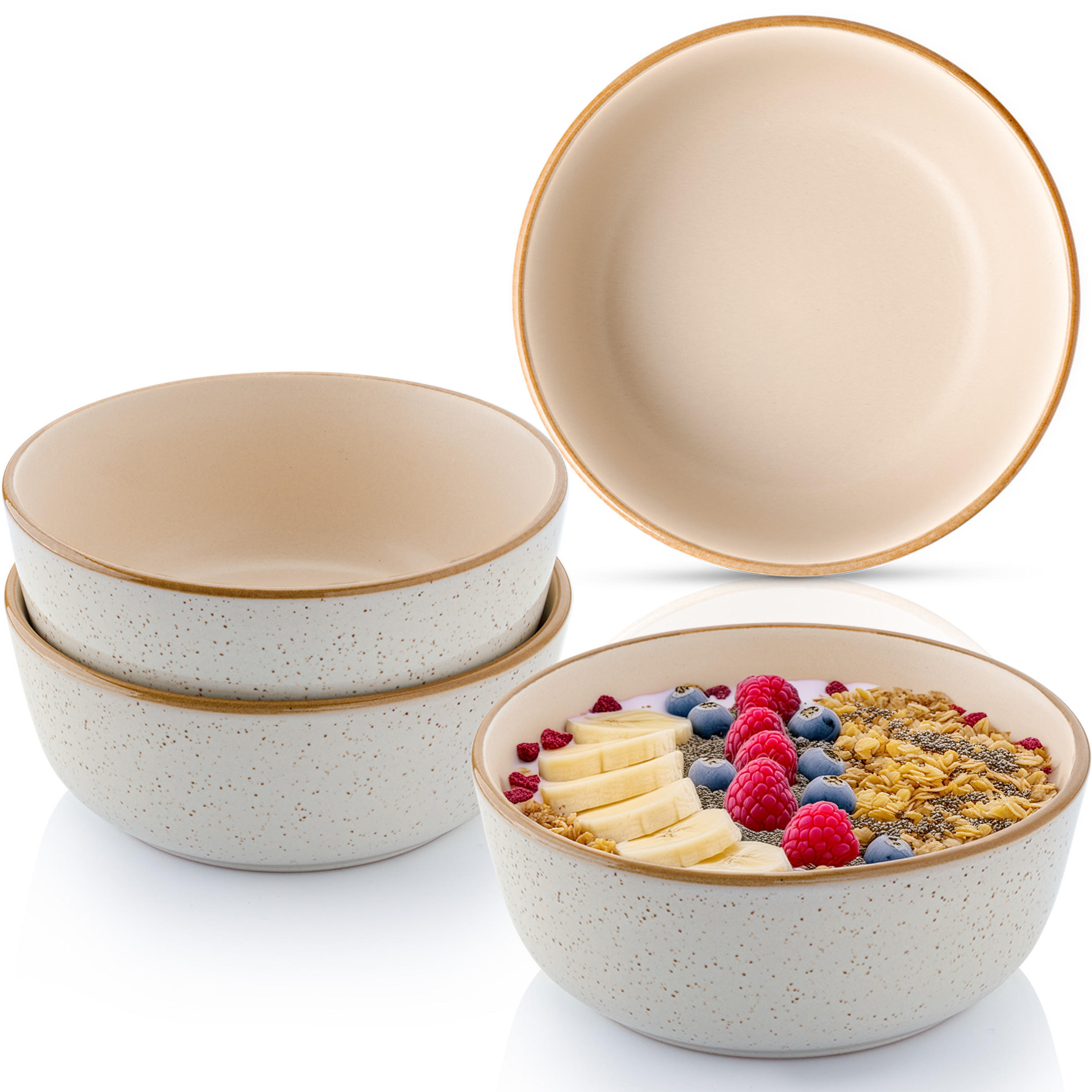 SCHALEN SET RIO CREME - 4 teilig aus Steingut - Creme, Keramik (20cm) - Sänger