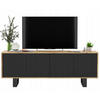 TV-SCHRANK Apollo2 Eiche wotan Schwarz Matt mit Metallbeinen 150 cm - Schwarz, Holzwerkstoff/Metall (150/53/35cm) - Meble Lindner