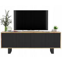 TV-SCHRANK Apollo2 Eiche wotan Schwarz Matt mit Metallbeinen 150 cm - Schwarz, Holzwerkstoff/Metall (150/53/35cm) - Meble Lindner
