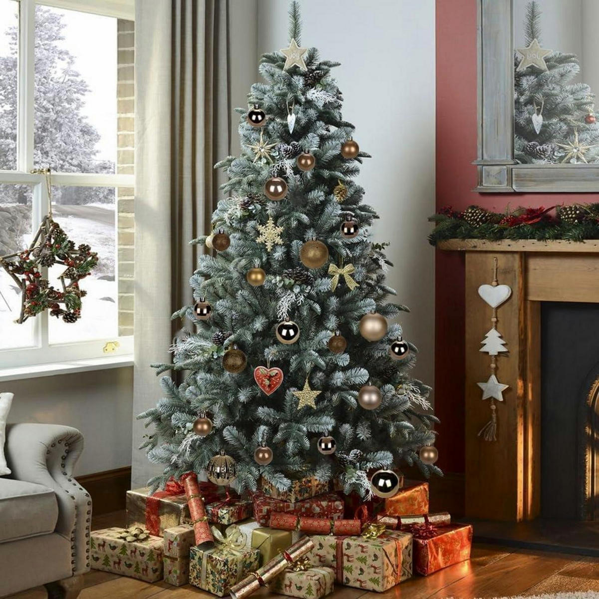 WEIHNACHTSKUGELN 12-teiliges Set Kunststoff Braun 8 cm - Bronzefarben, Kunststoff (8/8/8cm)