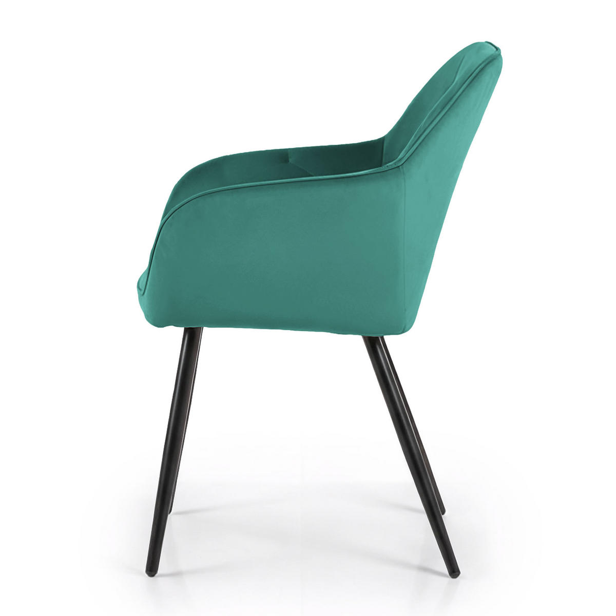 POLSTERSTUHL 6er Set, Metallbeine Grün, Schwarz 54,5/82,5/58 - Schwarz/Grün, Textil (55/83/58cm) - RAUMHIRSCH FURNITURE