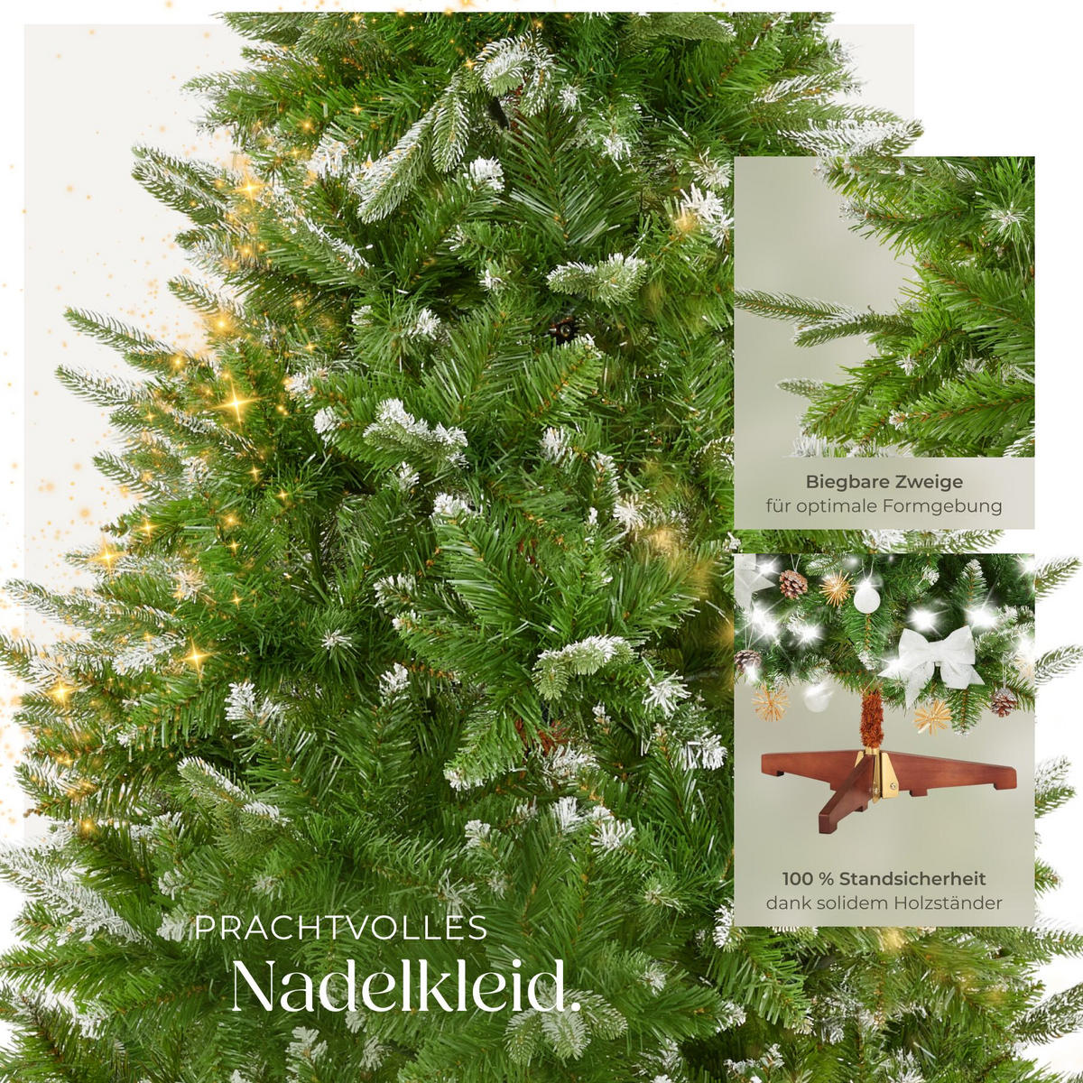 WEIHNACHTSBAUM Blitzen , klappbarer Baumständer aus Holz, 110 x 180 cm, grün - Grün, Kunststoff (180cm) - tectake