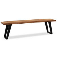 ESSZIMMERBANK Massivholz Metall Baumkante U-Beine, Akazie 120x40x46 cm - Schwarz/Braun, Holz/Metall (120/46/40cm) - KADIMA DESIGN