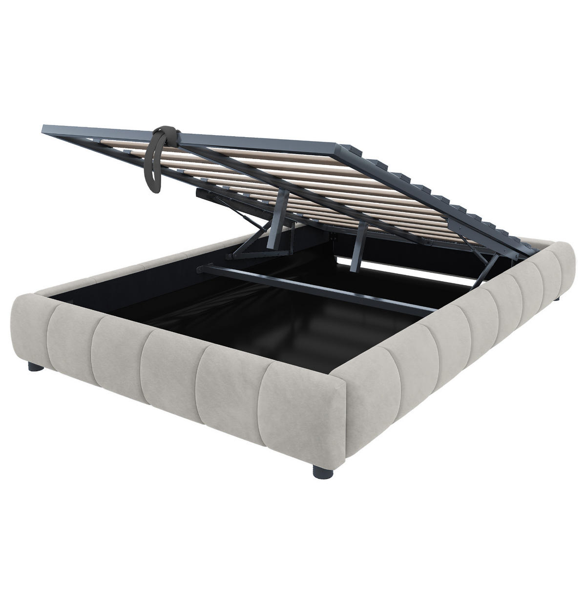 POLSTERBETT mit Stauraum und LED 140x200 cm Beige - Beige, Metall (140/200cm) - Meubliv
