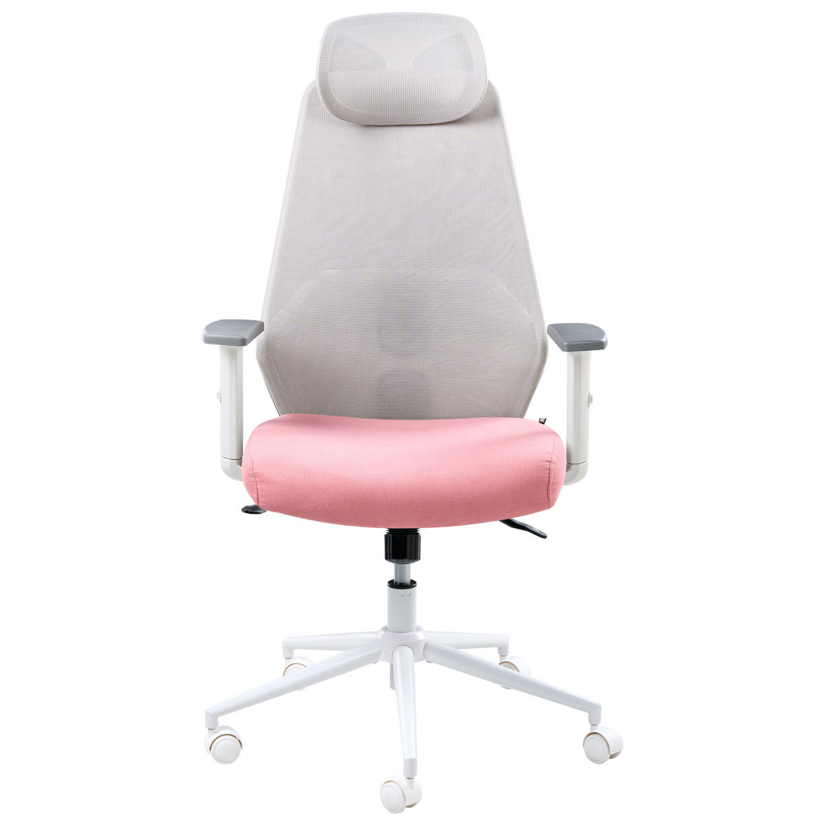 BÜROSTUHL Rosa Oryn - Hellgrau, Textil (71/111/65cm) - Beliani