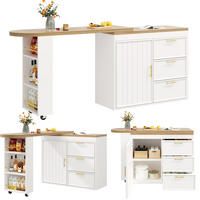 BARTISCH mit 360°-Drehfunktion 128-203x39x90 cm MDF Metall Weiß - Weiß, Metall (203/39/90cm) - Meubliv