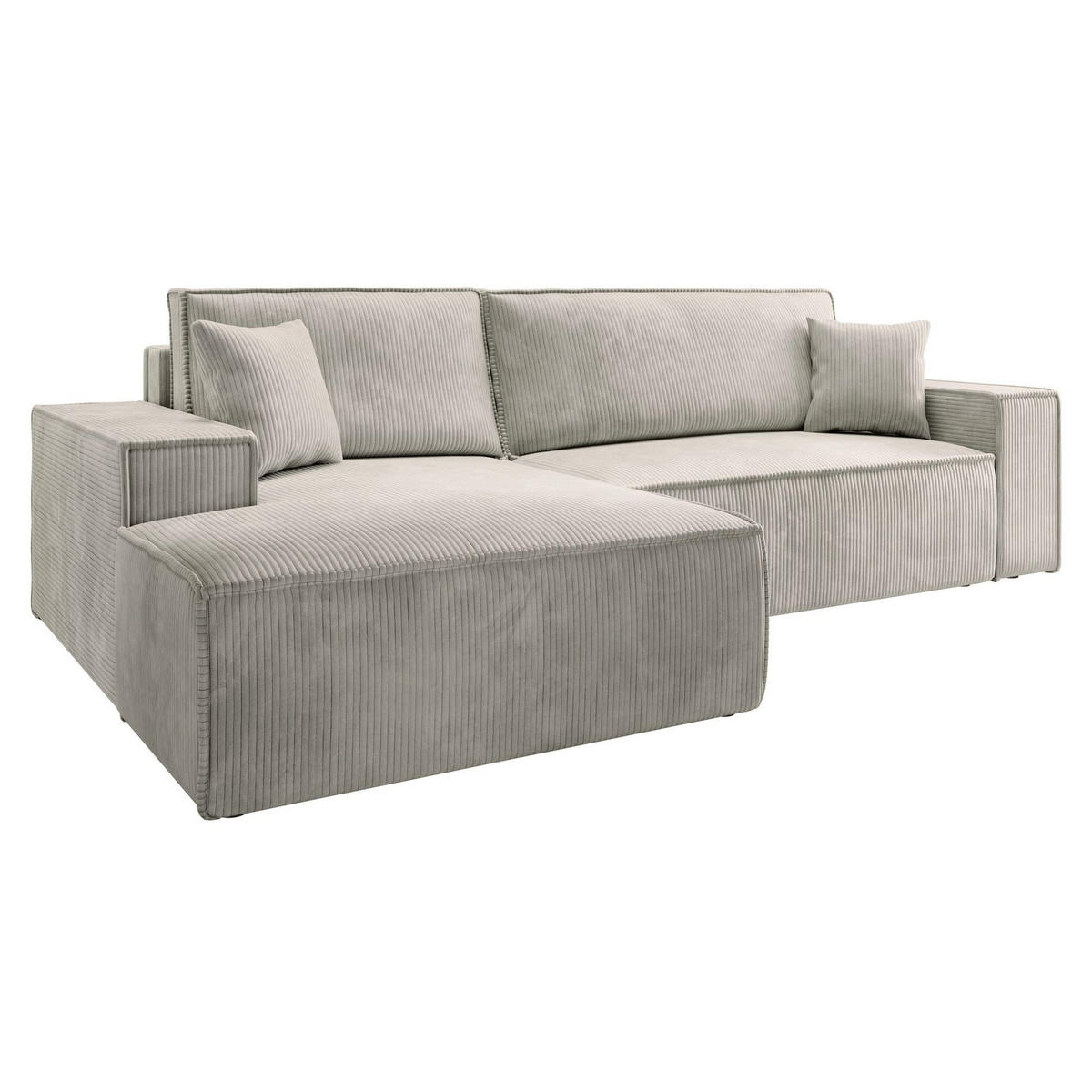 ECKSOFA Farese Creme mit Cordbezug, links - Creme/Schwarz, Kunststoff/Textil (267/167cm) - Selsey