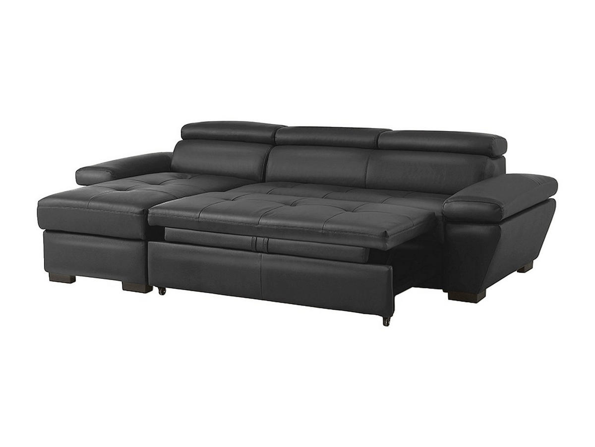 ECKSOFA mit Schlaffunktion - Leder - Ecke Links - Anthrazit - JONOVA - Anthrazit, Leder (256/154cm) - Vente-Unique