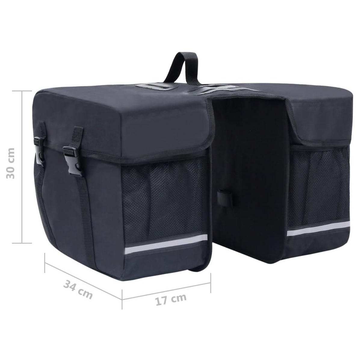 DOPPEL-FAHRRADTASCHE Für Gepäckträger Wasserdicht 35 L Schwarz - Schwarz, Textil (17/30/34cm) - vidaXL