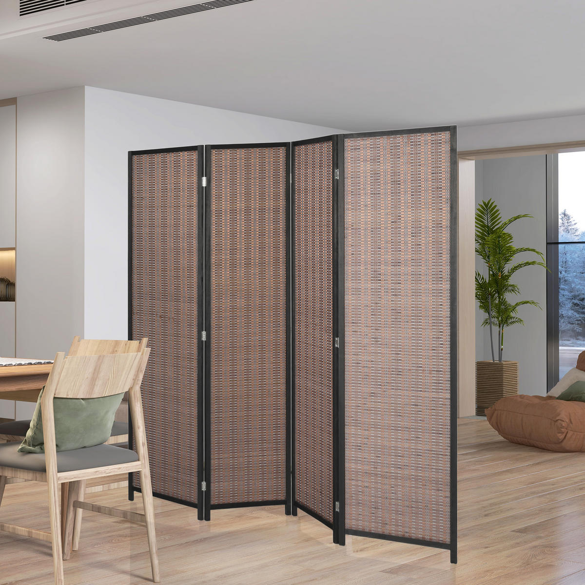 PARAVENT DE-14273 4-teilig, klappbar 180x180 cm Braun - Braun, Naturmaterialien (180/180/1.7cm) - ComfortXL