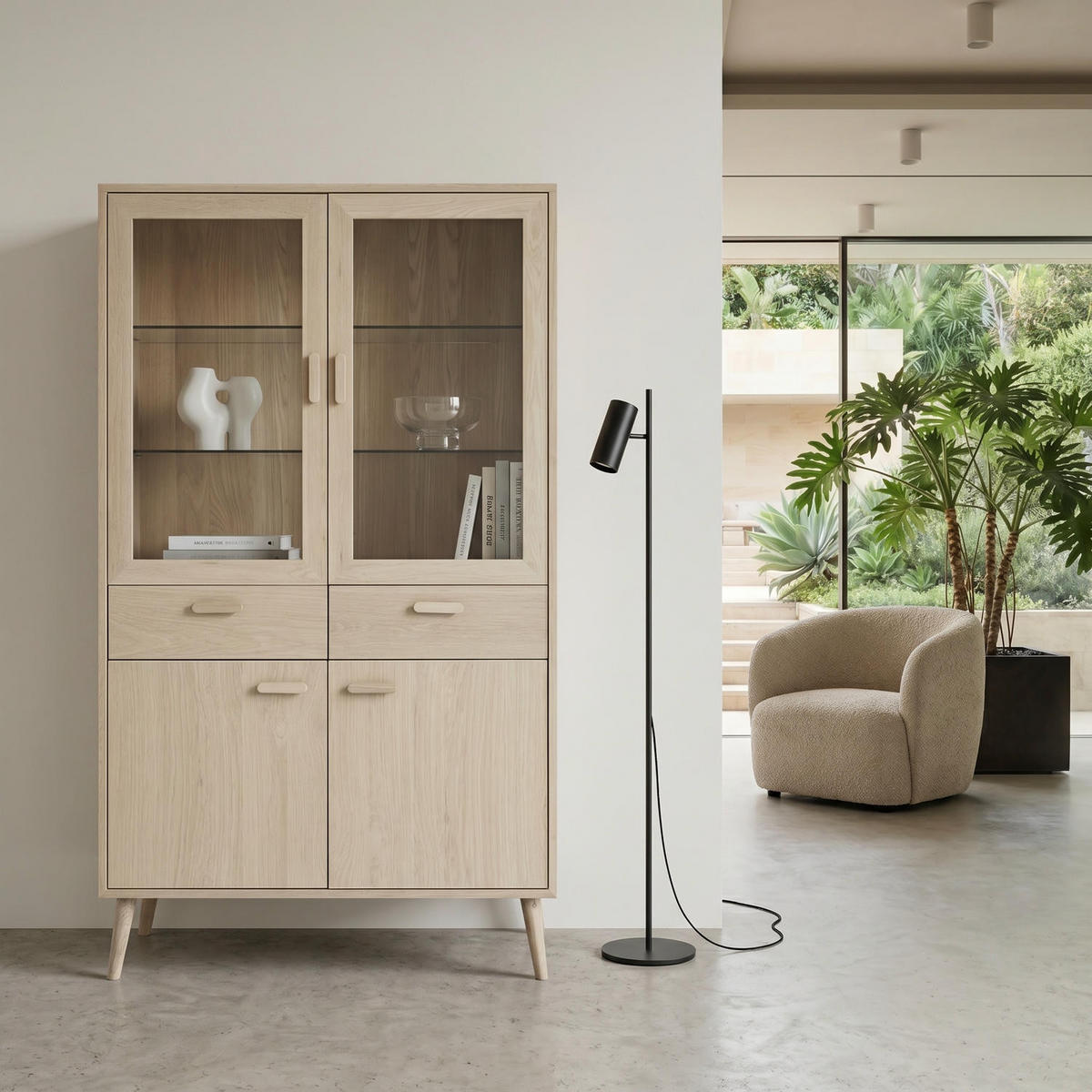 VITRINE Eiche massiv - Eichefarben, Holz/Holzwerkstoff (110/187/40cm) - Furnhouse
