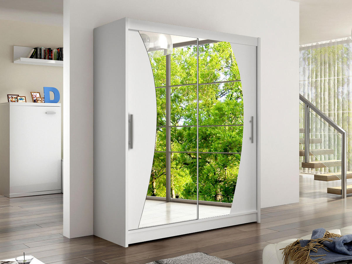 SCHWEBETÜRENSCHRANK Westa X - Silberfarben/Weiß, Holzwerkstoff/Metall (150/200/58cm) - MIRJAN24