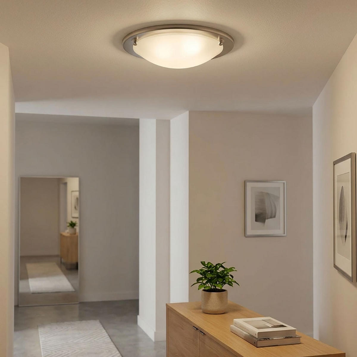 LED DECKENLEUCHTE UFO, Metall, Silber, rund - Silberfarben, Glas (28.5/28.5/8cm) - Globo Lighting