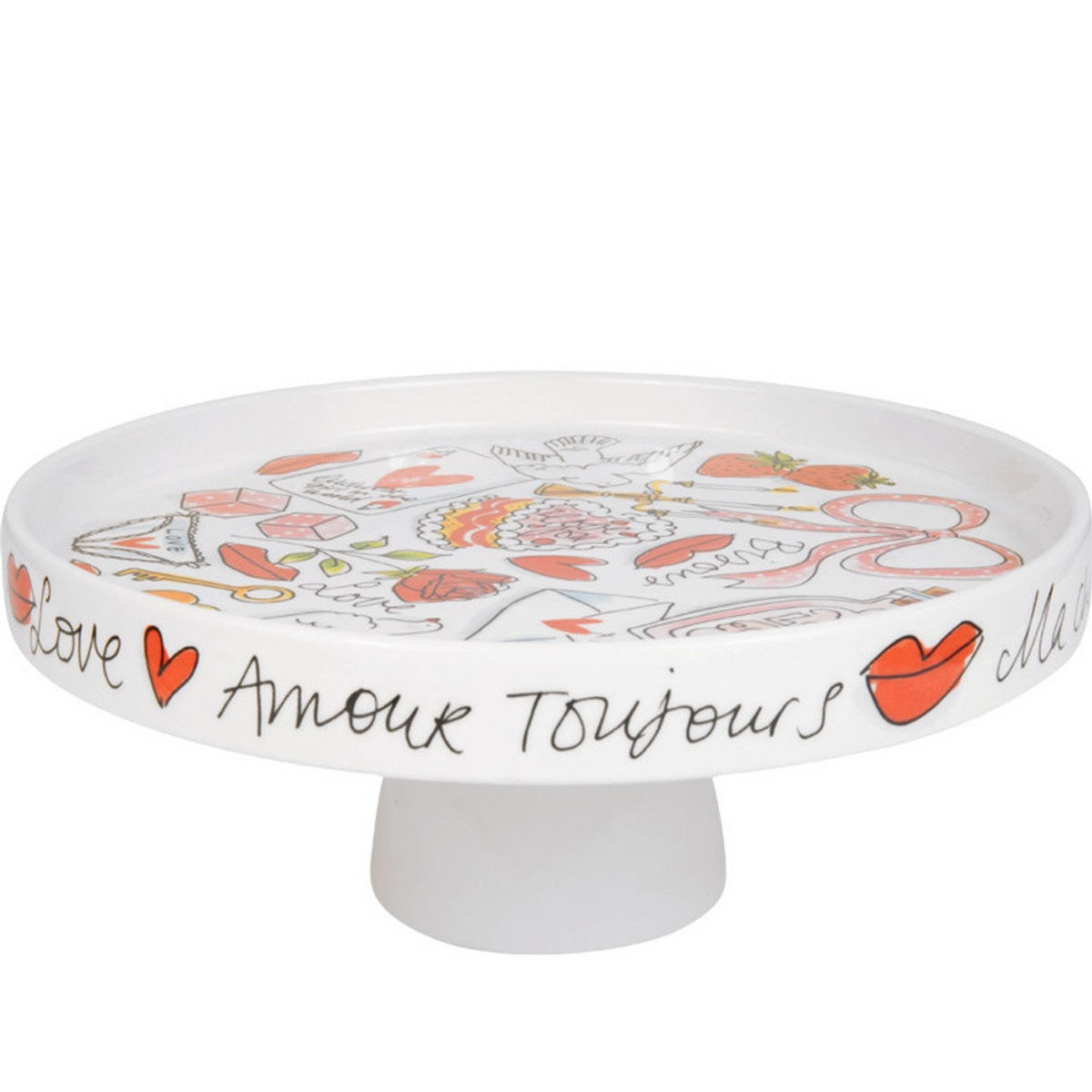 TORTENPLATTE Valentinstag L'amour in Bunt - 24cm - Multicolor, Keramik (24/10/24cm) - Blond Amsterdam