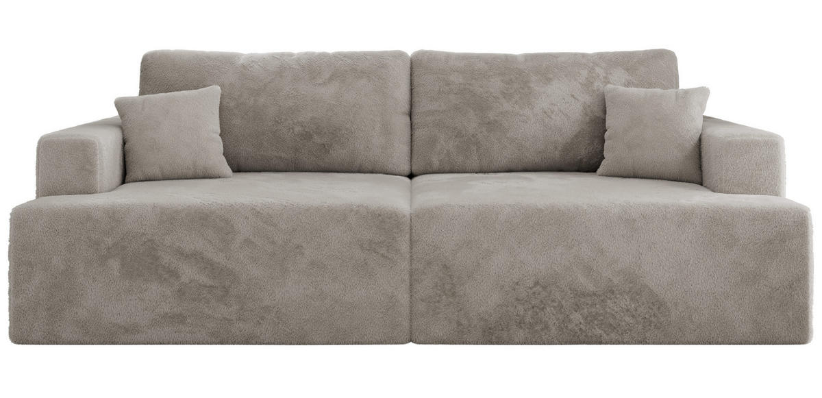 4-SITZER SOFA VIRELLA Hellgrau Plüsch - Hellgrau/Schwarz, Textil (240/88/115cm) - MKS