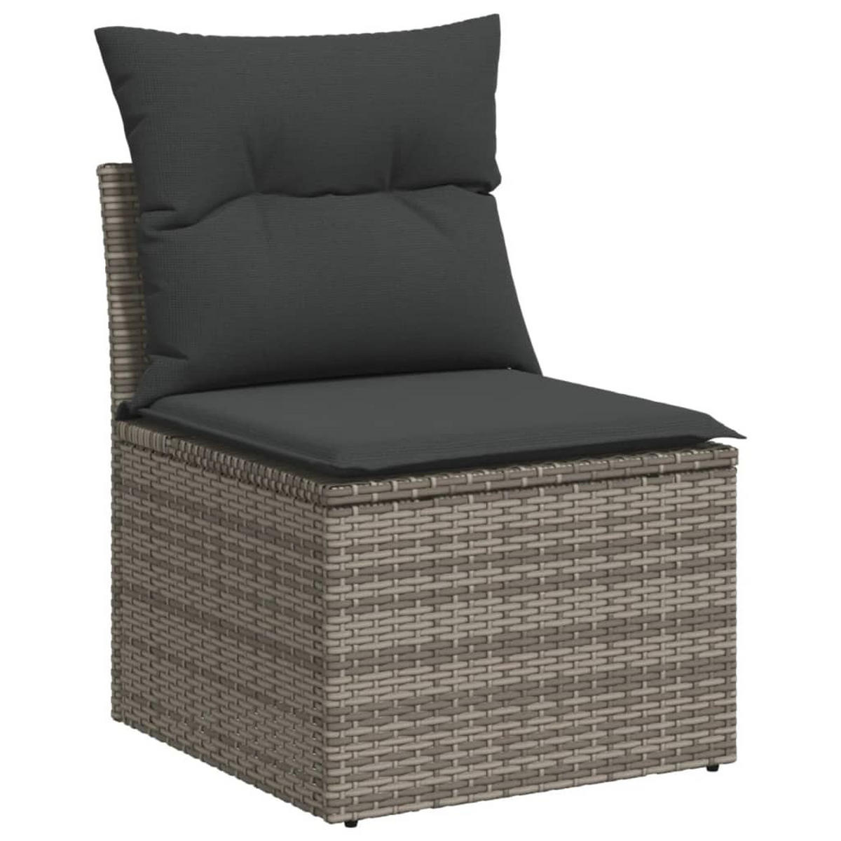 GARTEN-SOFAGARNITUR 4-teilig Mit Kissen Grau Poly Rattan - Grau, Kunststoff - vidaXL