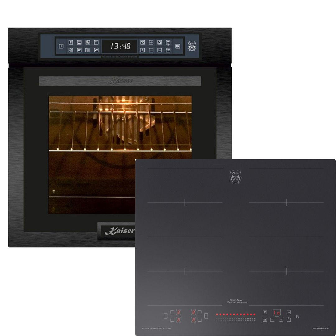 BACKOFEN-SET-HERD-EINBAUBACKOFEN EH 6306 RS + KCT 6110 FI Induktions Kochfeld 4 QuickHeat - Schwarz, Metall (59.4/54.3/59.4cm) - Kaiser Küchengeräte