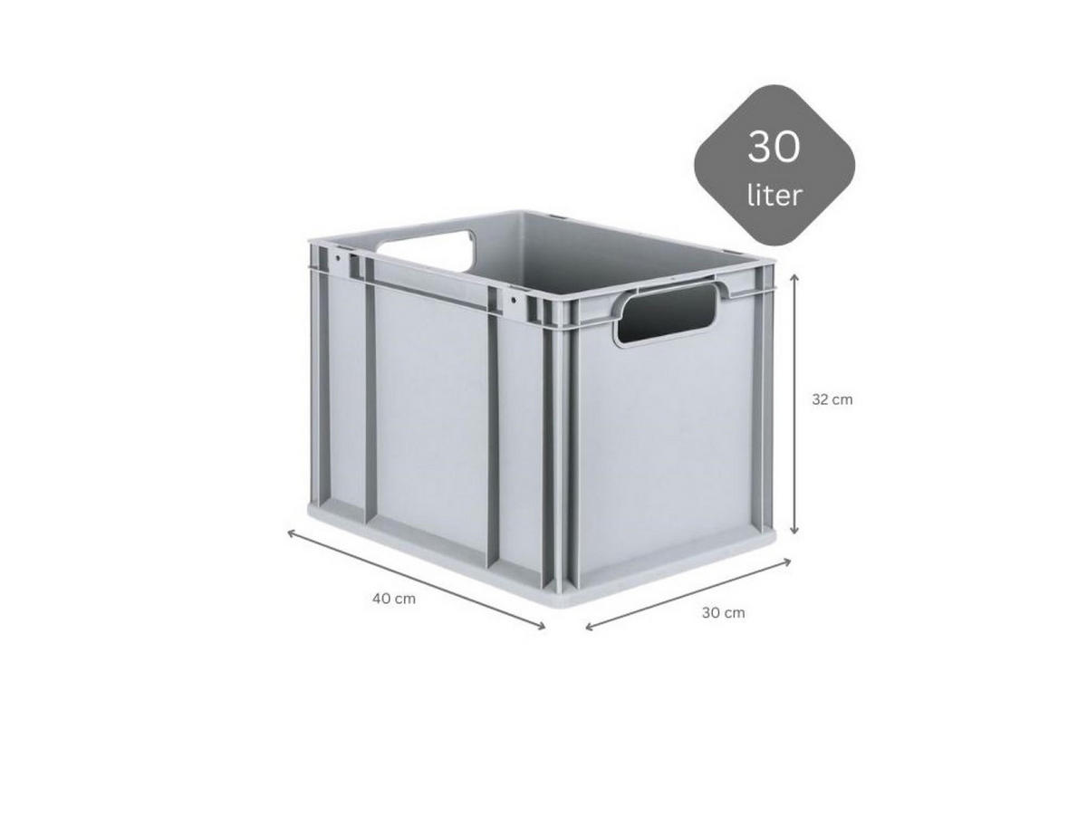 EUROBOX 5x Nextgen Economy Griffe Offen 32x30x40cm 30 Liter - Grau, Kunststoff (30/32/40cm) - PROREGAL