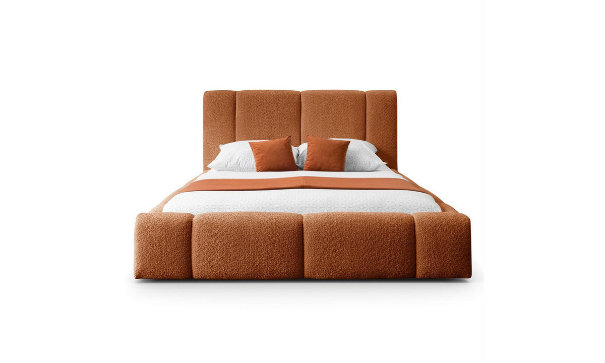 POLSTERBETT ELENA 140x200 cm Kupfer (Anthology 9), 34 Holzlatten, Kopfteil 108 cm - Kupferfarben, Textil (140/200cm) - Lookway