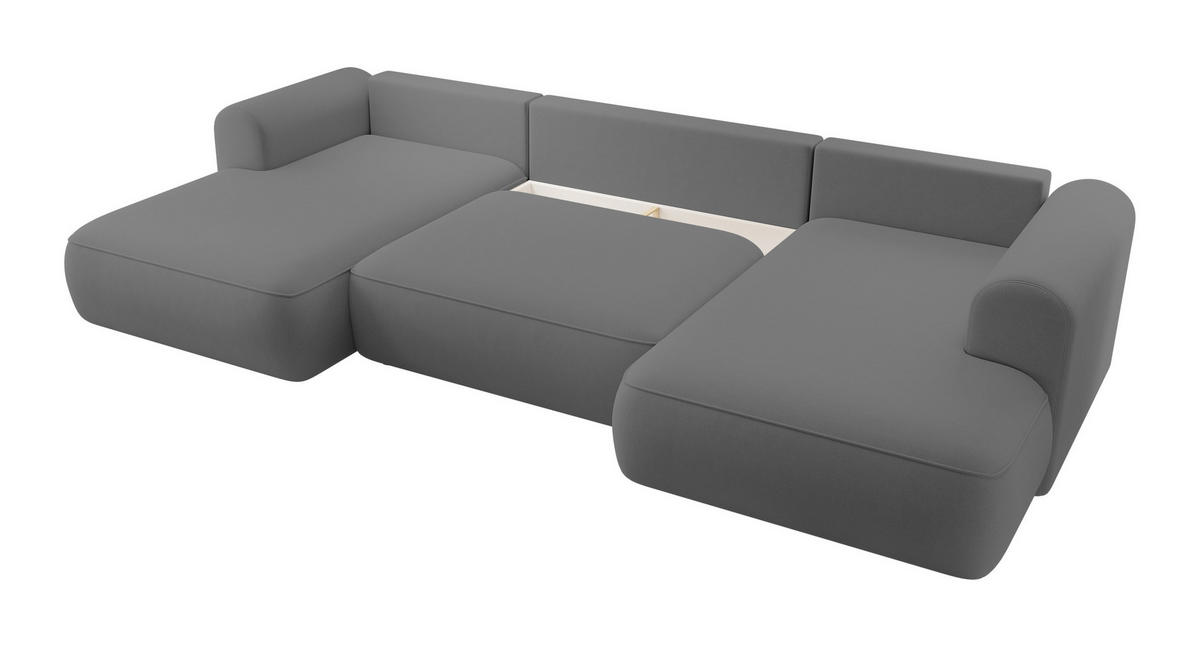 WOHNLANDSCHAFT Ovo Dunkelgrau Velours - Dunkelgrau/Schwarz, Textil (380/95/167cm) - Selsey