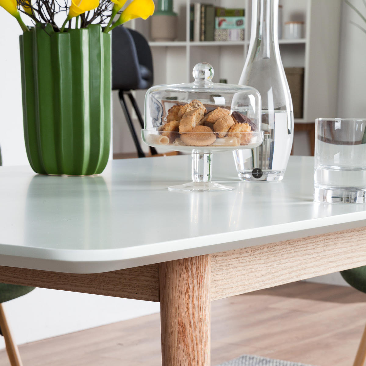 ESSTISCH - Eiche teilmassiv - Weiß, Holzwerkstoff (90/160/76cm) - home24