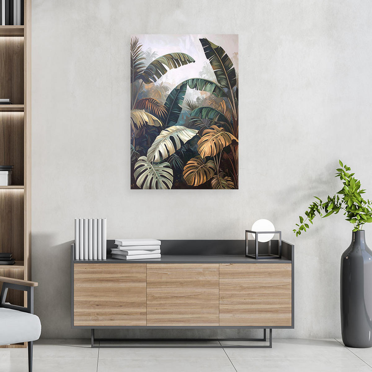 WANDBILD, Blätter der Monstera Dschungel Natur - Grün, Textil (60/90cm) - Feeby