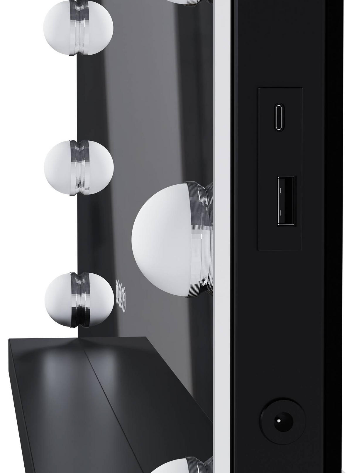 SCHMINKSPIEGEL Dora Licht Bluetooth 80x14x62cm Metall Schwarz Hollywood - Schwarz, Metall (80/62/14cm) - DELUKE