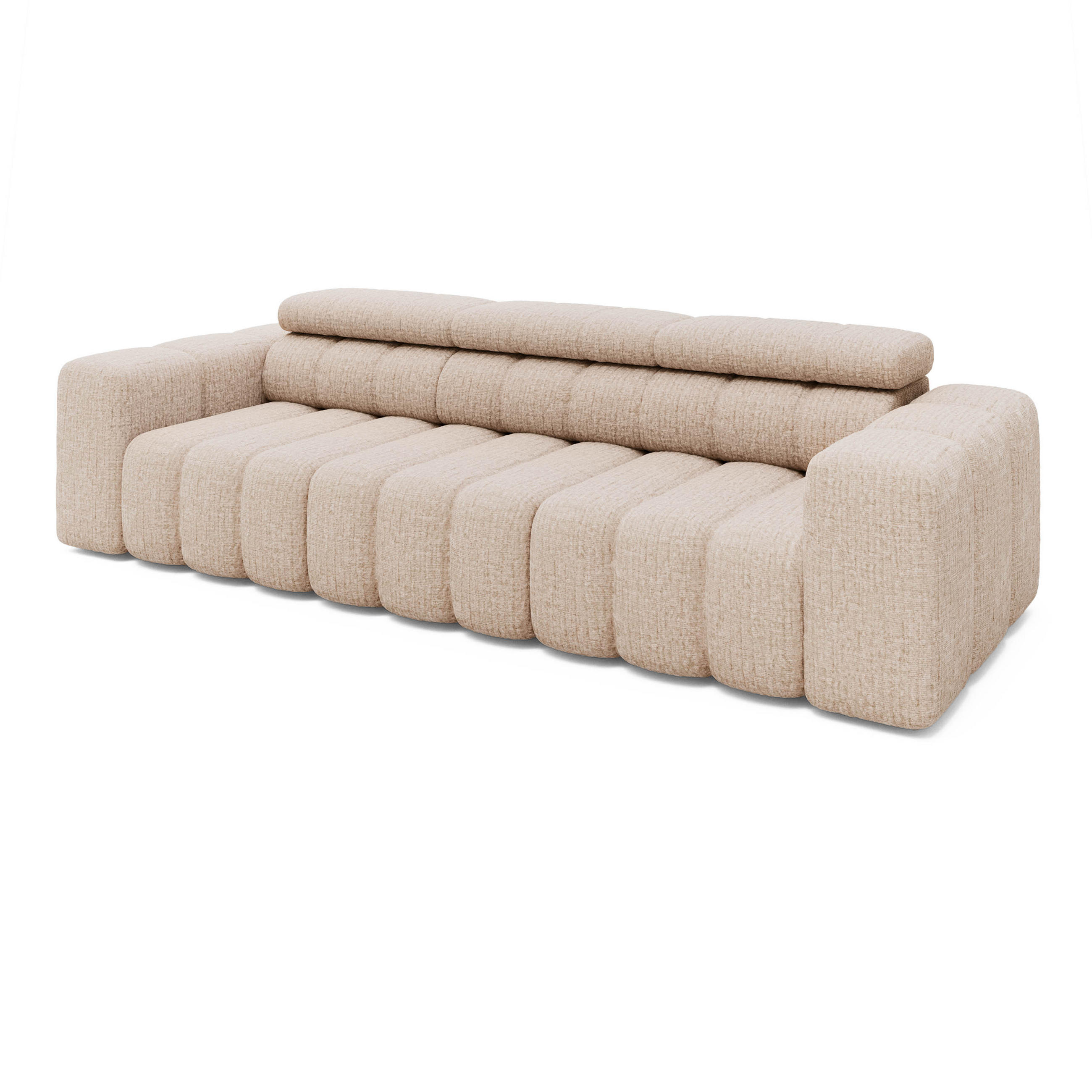 SOFA 3-Sitzer Chenille 289x113x78 beige KONSTANTIN - Beige, Kunststoff (289/78/113cm) - Massivmoebel24