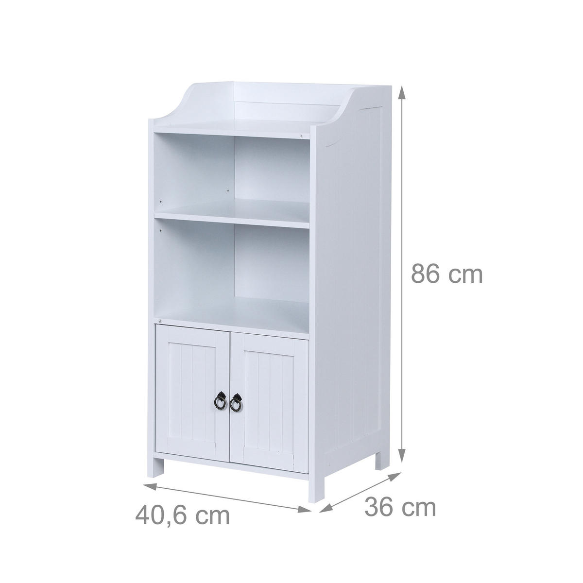 BADEZIMMERSCHRANK - Weiß, Holzwerkstoff/Metall (40.5/86/36cm) - Relaxdays